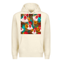 Sandshell western  chicken with sunflowers seamless pattern Premium Hoodie - FaDigitalArtStudio