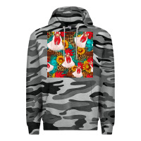 Slate Camo western  chicken with sunflowers seamless pattern Premium Hoodie - FaDigitalArtStudio
