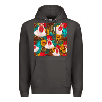 Smoke western  chicken with sunflowers seamless pattern Premium Hoodie - FaDigitalArtStudio