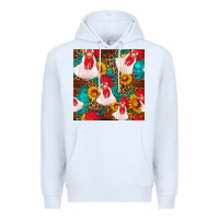 White western  chicken with sunflowers seamless pattern Premium Hoodie - FaDigitalArtStudio