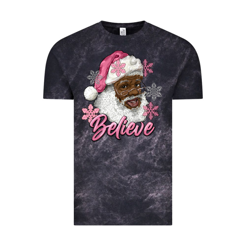 Pink Christmas African American Santa Believe Vintage Tee by RanaPortraitStore | Teevron