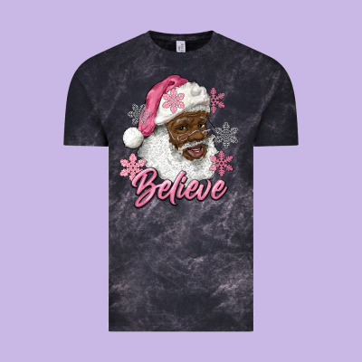 Pink Christmas African American Santa Believe Vintage Tee Designed By Ranaportraitstore