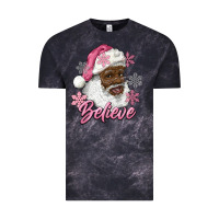 Cloud Black pink christmas african american santa believe Vintage Tee - RanaPortraitStore