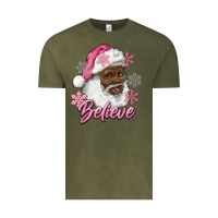 Vintage Olive pink christmas african american santa believe Vintage Tee - RanaPortraitStore