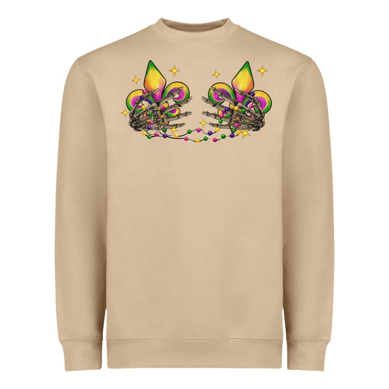 Skeleton Hands Mardi Gras Heavyweight Sweatshirt by CowGirlArtShop | Teevron