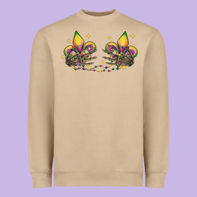 Skeleton Hands Mardi Gras Heavyweight Sweatshirt Designed By Cowgirlartshop