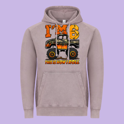 I'm Six This Is How I Roll Monster Truck Birthday Vintage Hoodie Designed By Jasminsmagicworld