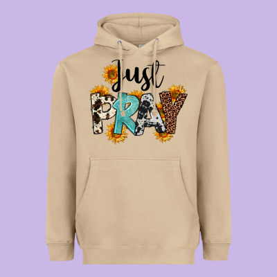 Just Pray Heavyweight Hoodie Designed By Fadigitalartstudio