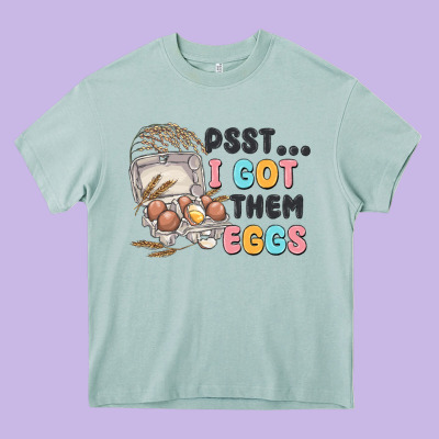 Psst I Got Them Eggs Heavy Core Tee Designed By Maliassmallbusiness