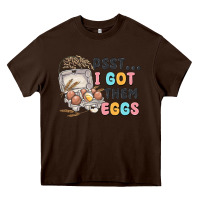 Chocolate Brown psst i got them eggs Heavy Core Tee - MaliasSmallBusiness