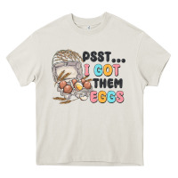 Cream psst i got them eggs Heavy Core Tee - MaliasSmallBusiness