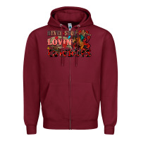 Burgundy Never stop lovin cowboys Zipper Hoodie - FaDigitalArtStudio