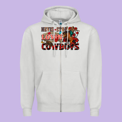 Never Stop Lovin Cowboys Zipper Hoodie Designed By Fadigitalartstudio
