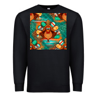 Black thanksgiving  turkey seamless pattern Premium Sweatshirt - BundleAndBundleShop