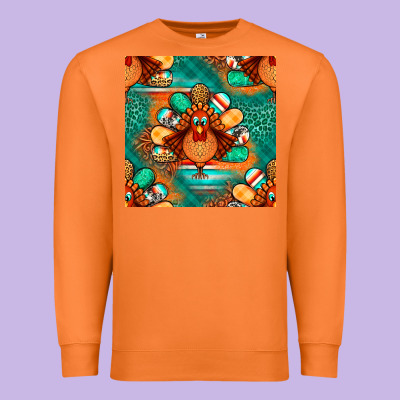 Thanksgiving  Turkey Seamless Pattern Premium Sweatshirt Designed By Bundleandbundleshop