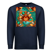 Navy thanksgiving  turkey seamless pattern Premium Sweatshirt - BundleAndBundleShop