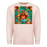 Pale Pink thanksgiving  turkey seamless pattern Premium Sweatshirt - BundleAndBundleShop