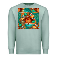 Seafoam thanksgiving  turkey seamless pattern Premium Sweatshirt - BundleAndBundleShop