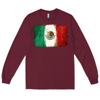 Burgundy Mexican Flag Long Sleeve Tee - texasbilliewilder