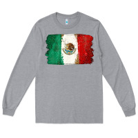 Heather Grey Mexican Flag Long Sleeve Tee - texasbilliewilder