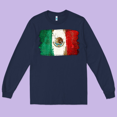Mexican Flag Long Sleeve Tee Designed By Texasbilliewilder