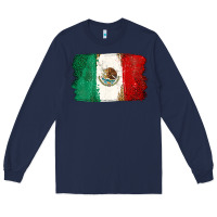 Navy Mexican Flag Long Sleeve Tee - texasbilliewilder