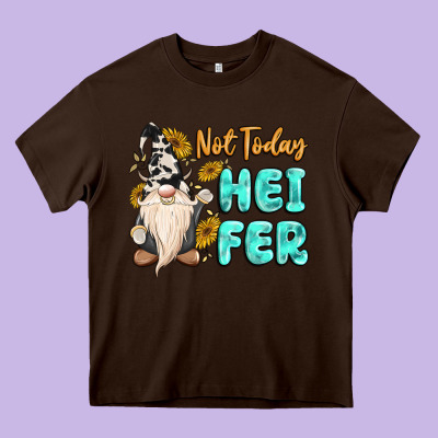 Not Today Heifer Cow Gnome Heavy Core Tee Designed By Maliassmallbusiness