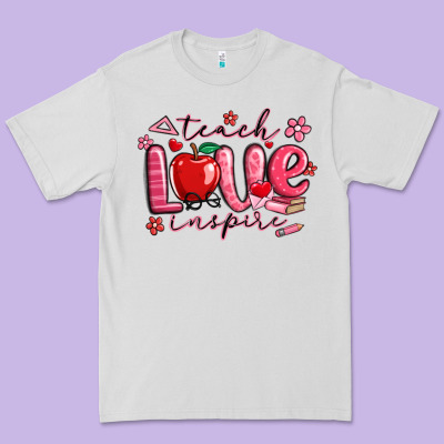 Teach Love Inspire Valentines Day Premium Tee Designed By Maliassmallbusiness