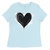 Baby Blue black glitter heart Ladies Tee - Jasminsmagicworld