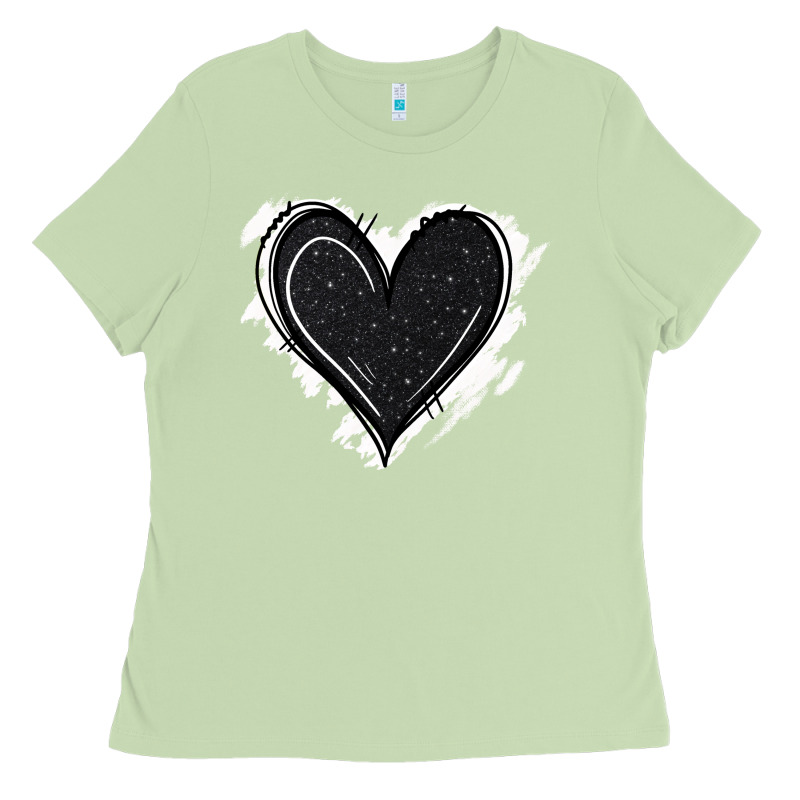 Black Glitter Heart Ladies Tee by Jasminsmagicworld | Teevron