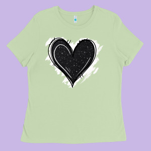 Black Glitter Heart Ladies Tee Designed By Jasminsmagicworld