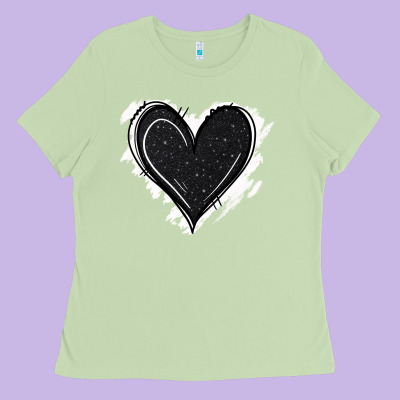 Black Glitter Heart Ladies Tee Designed By Jasminsmagicworld