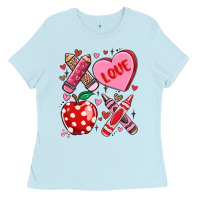 Baby Blue valentine xoxo teacher Ladies Tee - MaliasSmallBusiness