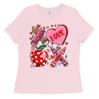 Bubblegum Pink valentine xoxo teacher Ladies Tee - MaliasSmallBusiness