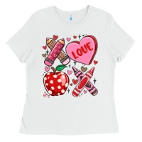 White valentine xoxo teacher Ladies Tee - MaliasSmallBusiness
