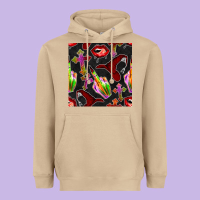 Halloween Bad Witch Seamless Pattern Heavyweight Hoodie Designed By Bundleandbundleshop