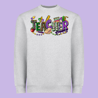 Teacher Mardi Gras Heavyweight Sweatshirt Designed By Cowgirlartshop