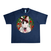 Navy Christmas Bull Terrier Urban Heavy Tee - RanaPortraitStore