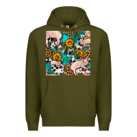 Army Green american yorkshire pig seamless pattern Premium Hoodie - FaDigitalArtStudio