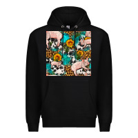 Black american yorkshire pig seamless pattern Premium Hoodie - FaDigitalArtStudio