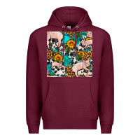Burgundy american yorkshire pig seamless pattern Premium Hoodie - FaDigitalArtStudio