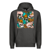 Charcoal Heather american yorkshire pig seamless pattern Premium Hoodie - FaDigitalArtStudio