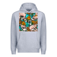 Heather Grey american yorkshire pig seamless pattern Premium Hoodie - FaDigitalArtStudio