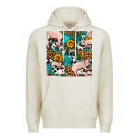 Oatmeal Heather american yorkshire pig seamless pattern Premium Hoodie - FaDigitalArtStudio