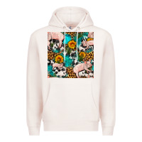 Pale Pink american yorkshire pig seamless pattern Premium Hoodie - FaDigitalArtStudio