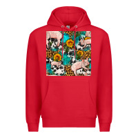 Red american yorkshire pig seamless pattern Premium Hoodie - FaDigitalArtStudio