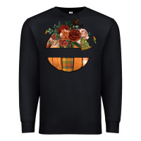 Black customize floral pumpkin Premium Sweatshirt - BundleAndBundleShop