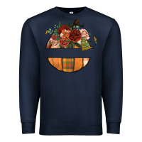 Navy customize floral pumpkin Premium Sweatshirt - BundleAndBundleShop
