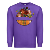 Purple customize floral pumpkin Premium Sweatshirt - BundleAndBundleShop