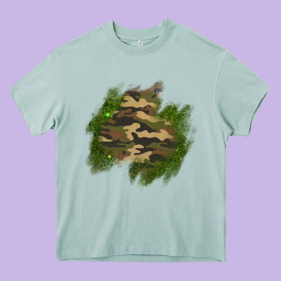 Camouflage Glitter Patch Heavy Core Tee Designed By Adodesignshop
